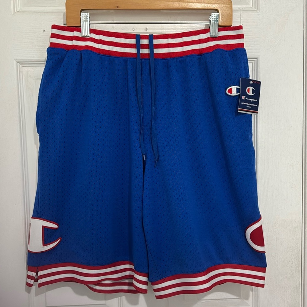 Brand New Champion Red Logo Basketball Athletic Mesh Shorts Size XL